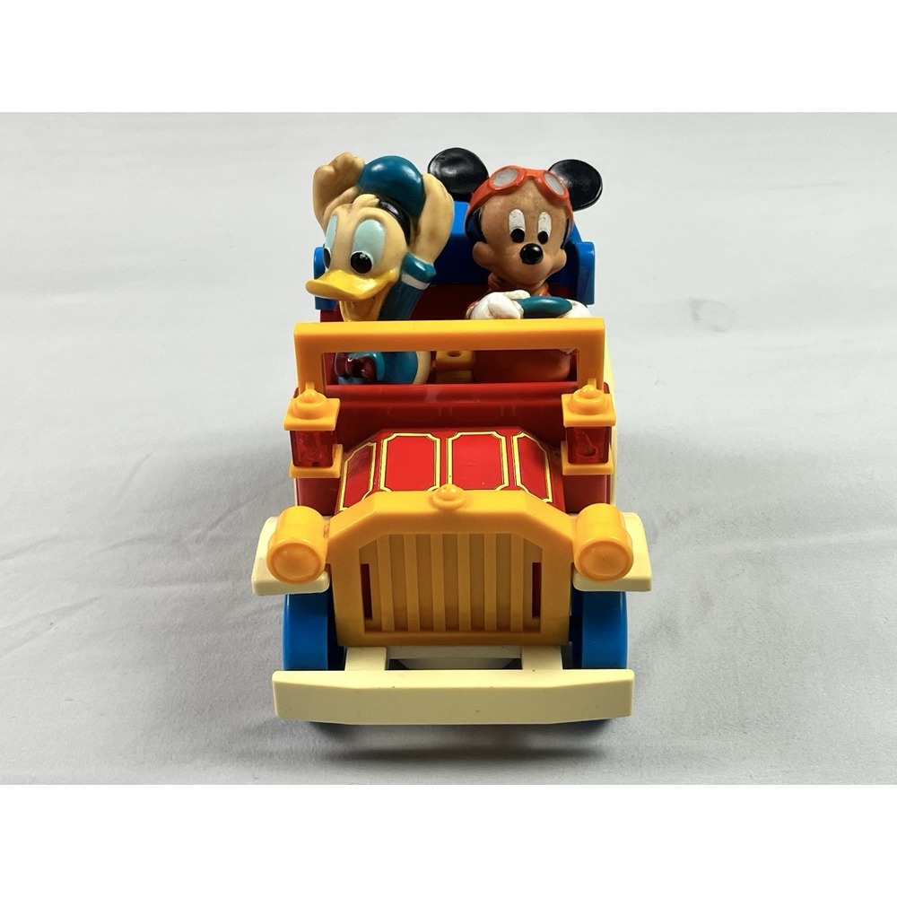 Walt Disney Mickey Mouse Donald Duck Plastic Battery Car 7.5" Vtg Illco Toy